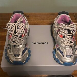 Balenciaga Multicolor Sneakers with Silver and Yellow Accents